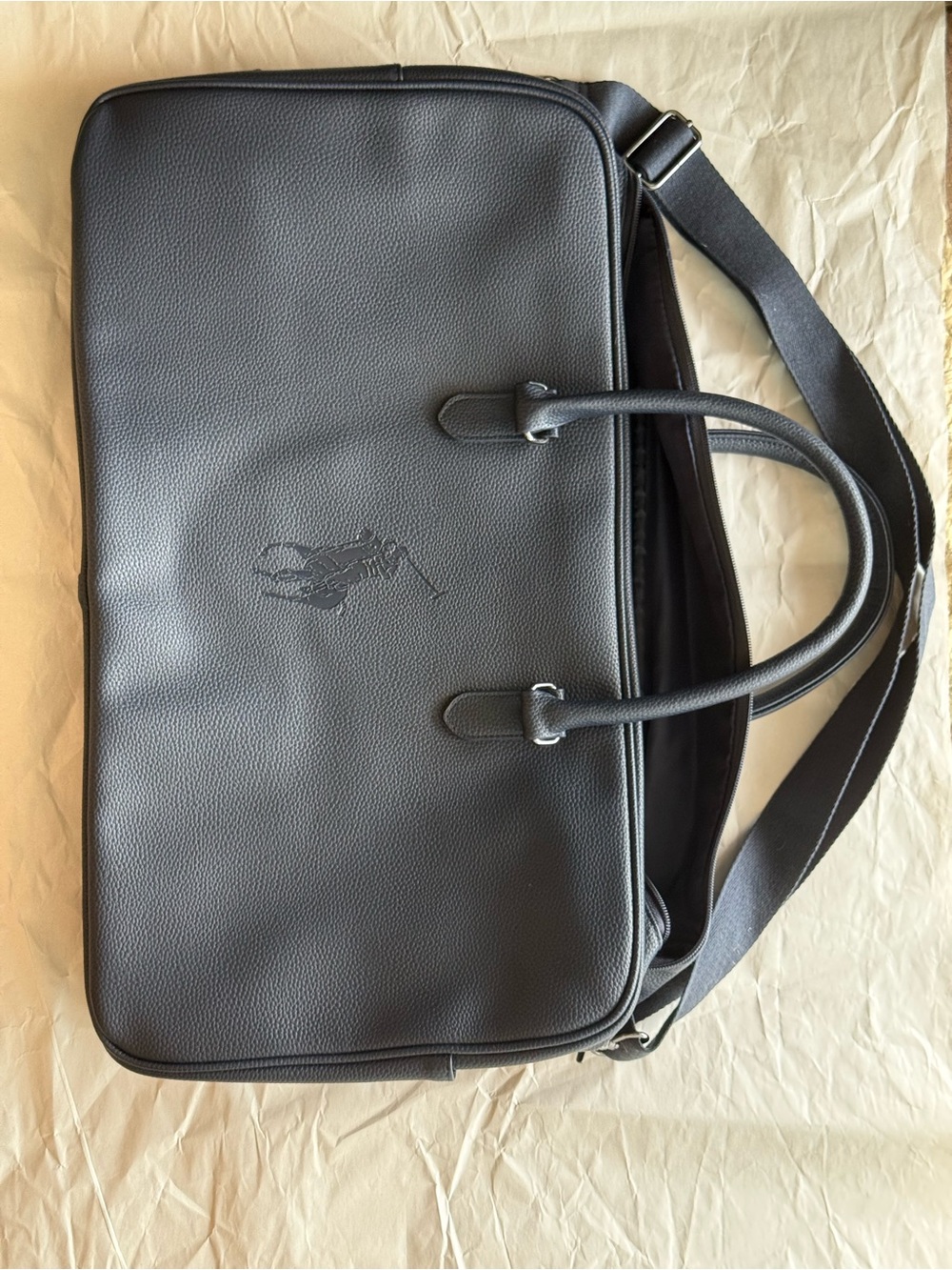 Navy Blue Leather Polo Ralph Lauren Bag